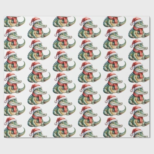 Trendy Alligators-Crocodiles Christmas Pattern  Geschenkpapier (Flach)