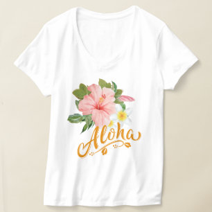 Trendy Aloha Hawaii Tropical Beach Hibiskus T-Shirt