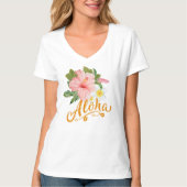 Trendy Aloha Hawaii Tropical Beach Hibiskus T-Shirt (Vorderseite)