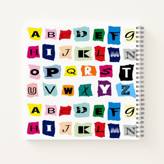 Trendy Alphabet Squares Tiles Notizblock (Rückseite)
