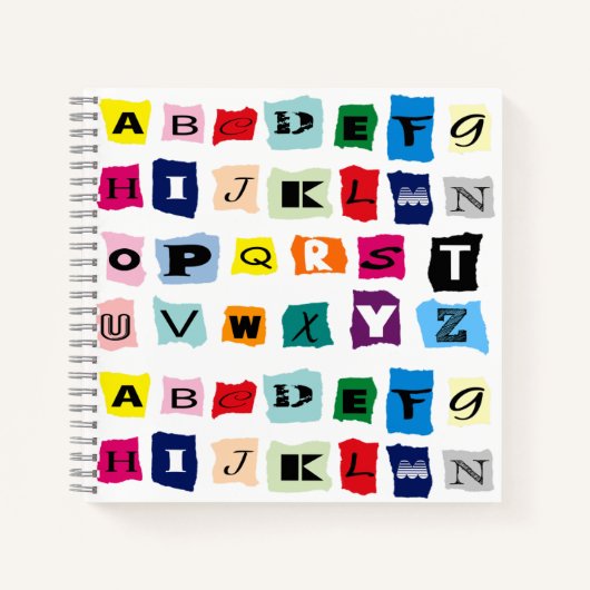 Trendy Alphabet Squares Tiles Notizblock (Vorderseite)