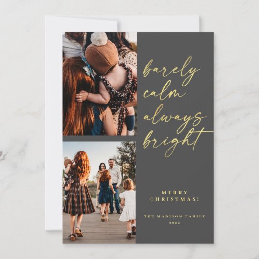 Trendy Always Bright Gold Script Foto Weihnachten (Vorderseite)