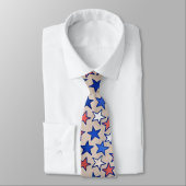 Trendy America Red White Blue Stars Beige Krawatte (Gebunden)