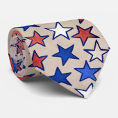 Trendy America Red White Blue Stars Beige Krawatte (Gerollt)