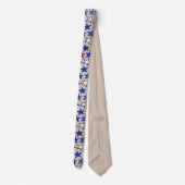 Trendy America Red White Blue Stars Beige Krawatte (Rückseite)