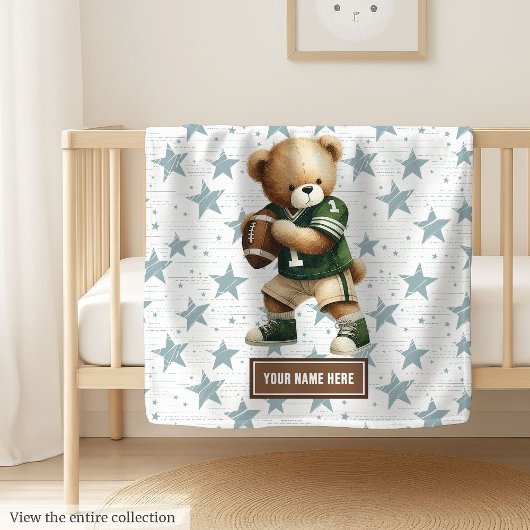 Trendy American Football Teddy Bear Personalisiert Fleecedecke