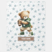 Trendy American Football Teddy Bear Personalisiert Fleecedecke (Vorderseite)