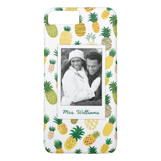 Trendy Ananas-Muster | addieren Ihr Foto u. nennen Case-Mate iPhone Hülle (Rückseite)