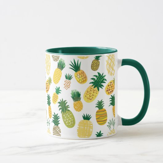 Trendy-Ananas-Muster Tasse (Rechts)