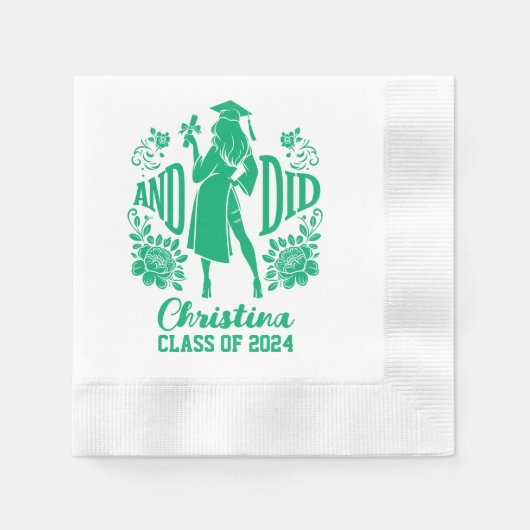 Trendy "AND DID" Blue Graduation Party Napkins Serviette (Vorderseite)