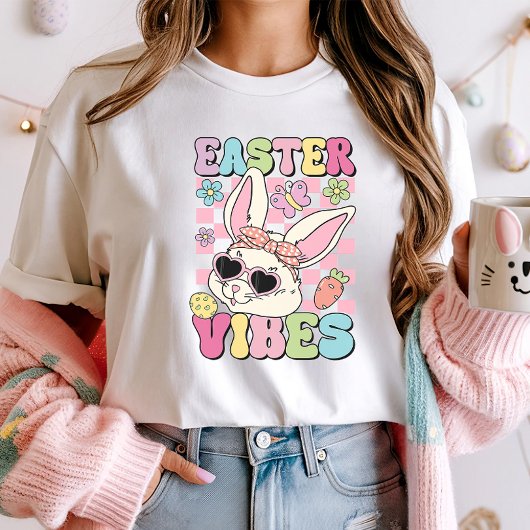 Trendy and Groovy Oaster Vibes Bunny T-Shirt