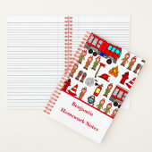 Trendy and Niedlich Red Fire Motor Fighters School Notizblock (Innen)