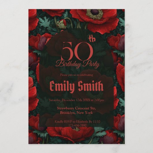 Trendy Anemones Aesthetic Women Birthday Einladung (Vorderseite)