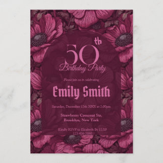 Trendy Anemones Inspired Birthday Einladung