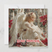 Trendy angelic angel red gold festive beautiful feiertagskarte (Vorderseite)