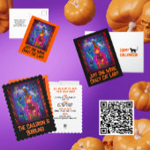 Trendy angepasste Crazy Cat Lady Hexe Halloween Postkarte