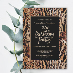 Trendy Animal Print 21. Geburtstag Party Einladung