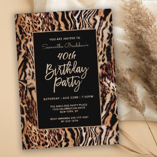 Trendy Animal Print 40. Geburtstag Party Einladung