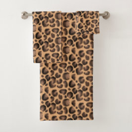 Trendy Animal Print Black Brown Leopard Muster Badhandtuch Set