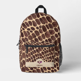 Trendy Animal Print Brown Modern Monogram Bedruckter Rucksack