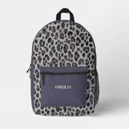 Trendy Animal Print und Lila modernes Monogramm Bedruckter Rucksack