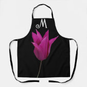 Trendy anpassbare M Monogramm lila TulpenBlume Schürze (Vorderseite)