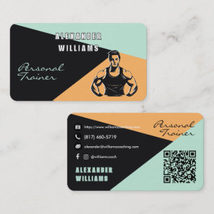 Trendy Aprikot Aeroblue QRcode Personal Trainer Visitenkarte