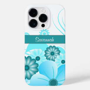 Trendy Aqua Blue Aquamarin Hibiskus Blumendesign Case-Mate iPhone Hülle