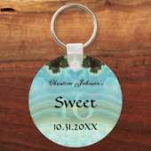 Trendy Aqua Blue Crystal Sweet 16 Gastgeschenke Schlüsselanhänger (Vorderseite)