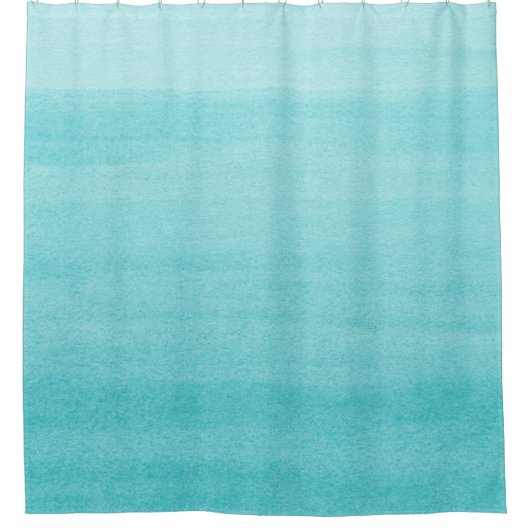 Trendy Aqua Blue Ombre Wasserfarbmuster Duschvorhang (Vorderseite)