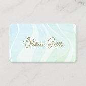 Trendy Aqua Blue Retro WasserfarbWaves Visitenkarte (Vorderseite)