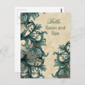 trendy aqua blüh business DankeYou Cards Postkarte (Vorne/Hinten)