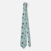 Trendy Aqua Daisy Pen und Tinte Print Krawatte (Vorderseite)