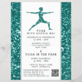 Trendy Aqua Glitzer Effect Yoga Class Werbung Flyer (Vorne)