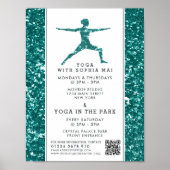 Trendy Aqua Glitzer Effect Yoga Class Werbung Poster (Vorne)