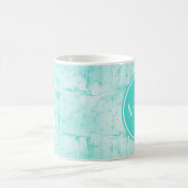 Trendy Aqua Mint Crackle Muster mit Monogramm Kaffeetasse (Mittel)