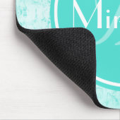 Trendy Aqua Mint Crackle Muster mit Monogramm Mousepad (Ecke)