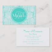 Trendy Aqua Mint Crackle Muster mit Monogramm Visitenkarte (Vorne/Hinten)