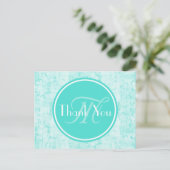 Trendy Aqua Mint danke Ihnen mit Monogram Postkarte (Stehend Vorderseite)