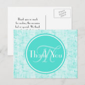 Trendy Aqua Mint danke Ihnen mit Monogram Postkarte (Vorne/Hinten)