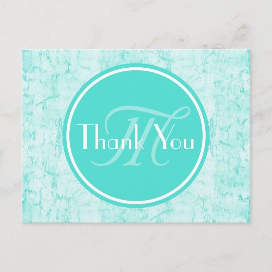Trendy Aqua Mint danke Ihnen mit Monogram Postkarte (Vorderseite)