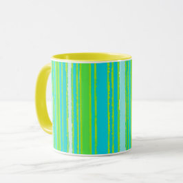 Trendy Aqua Türkis Lime Green Stripes Muster Tasse