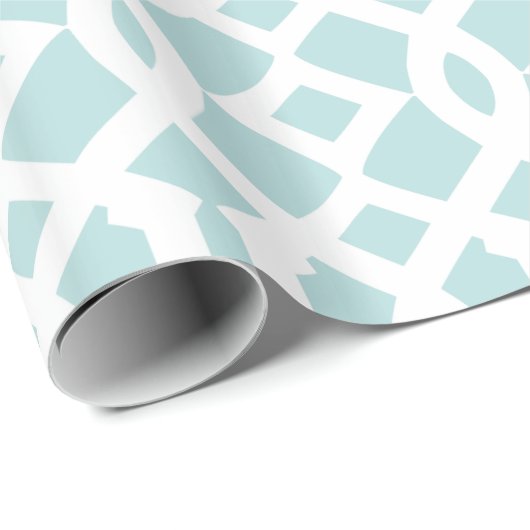 Trendy Aqua und White Trellis Muster Geschenkpapier (Rolleneckpunkt)