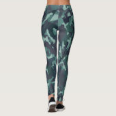 Trendy Aquamarin and Gray Camouflage Camouflage Leggings (Rückseite)