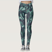 Trendy Aquamarin and Gray Camouflage Camouflage Leggings (Vorderseite)