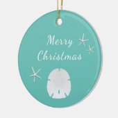 Trendy Aquamarin Beach Sand Dollar Weihnachten Keramik Ornament (Links)