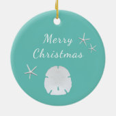 Trendy Aquamarin Beach Sand Dollar Weihnachten Keramik Ornament (Hinten)