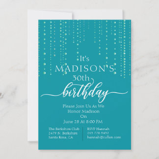 Trendy Aquamarin Beads Geburtstagsparty Einladung