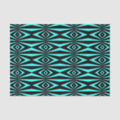 Trendy Aquamarin & Black Op Art Geometric Muster Seidenpapier (Vorderseite)