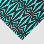 Trendy Aquamarin & Black Op Art Geometric Muster Seidenpapier (Ausschnitt)